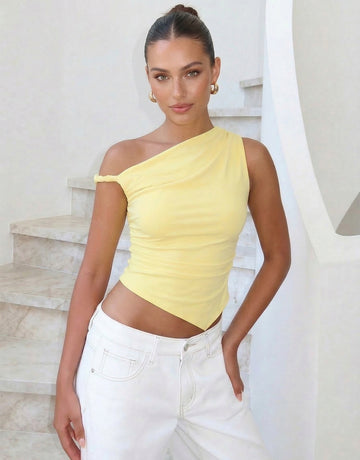 Asymmetric Draped-Hem Chic Tank-Multicolor