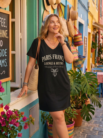 Casual Graphic V Neck T-Shirt Dress
