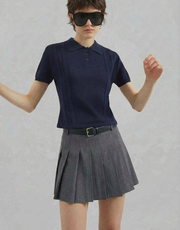 Pinstripe Pleated Skirt