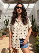 Oversized Polka Dot Button Up Shirt
