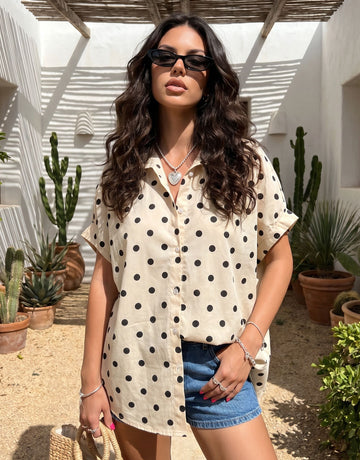Oversized Polka Dot Button Up Shirt