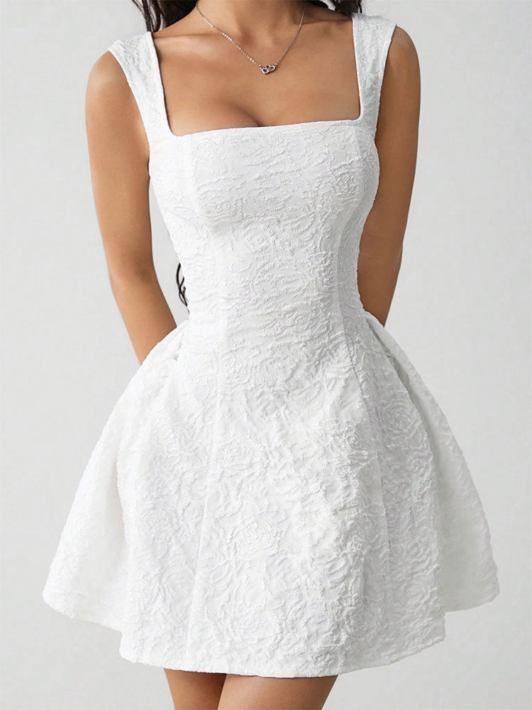 Sleeveless Square Neck Sweet Mini Dress