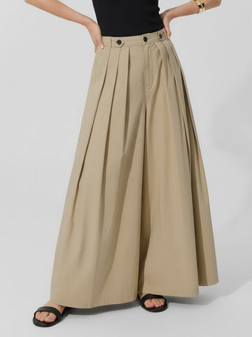 Wide Leg Pleated Trousers