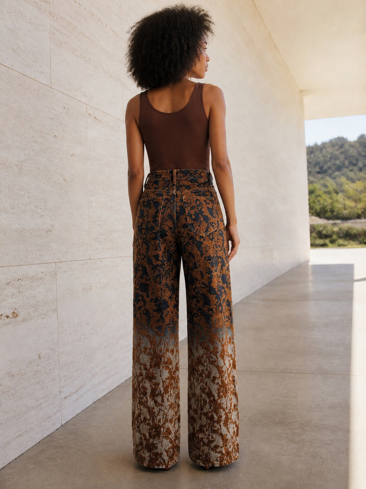 High Waisted Floral Print Jeans