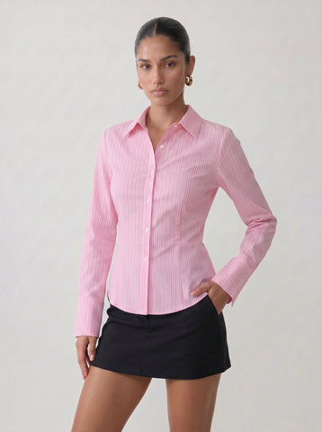 Tailored Fitted Striped Button Down Shirt