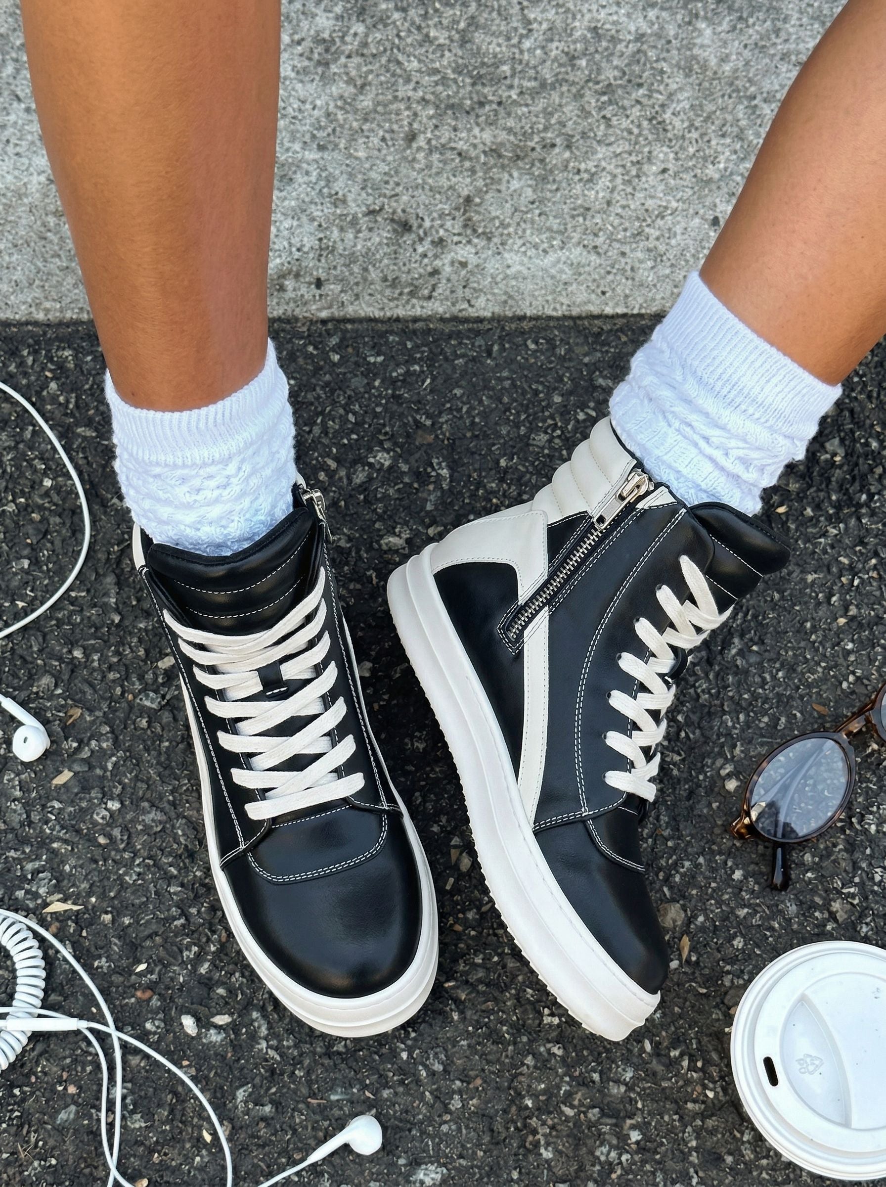 High Top Side Zipper Modern Sneakers
