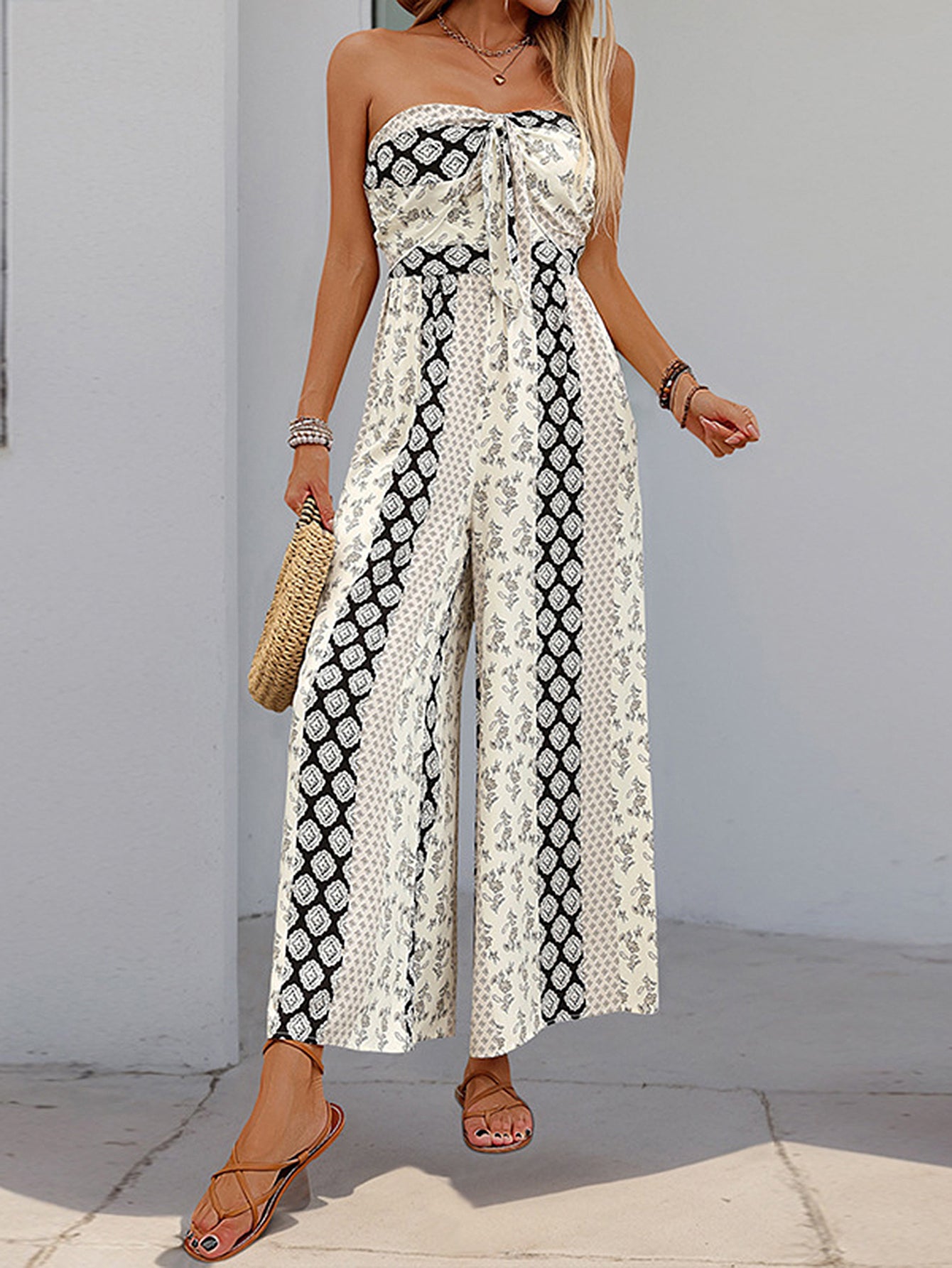 Tie Front Wide Leg Jumpsuit