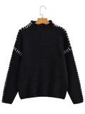 Contrast Stitch Mock Neck Sweater