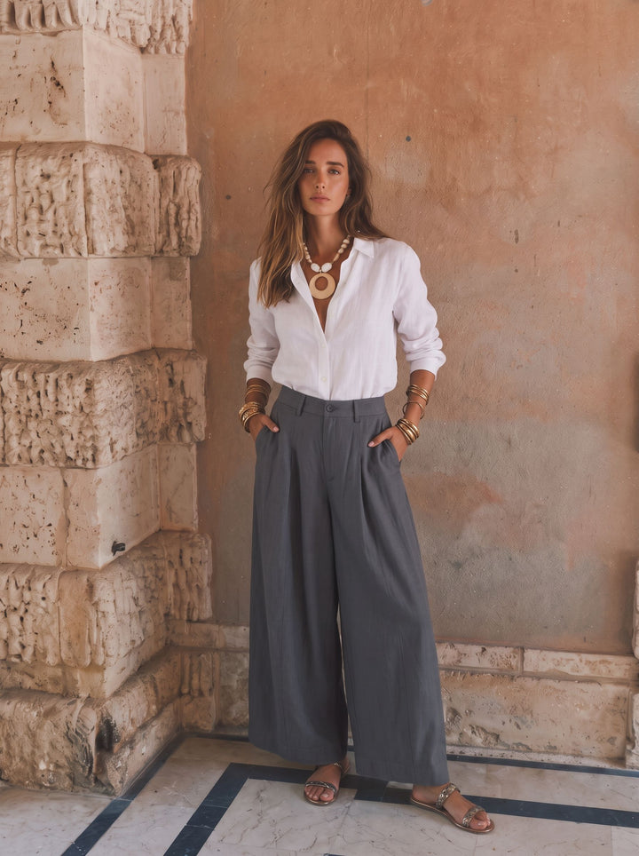 High Waisted Wide Leg Trousers