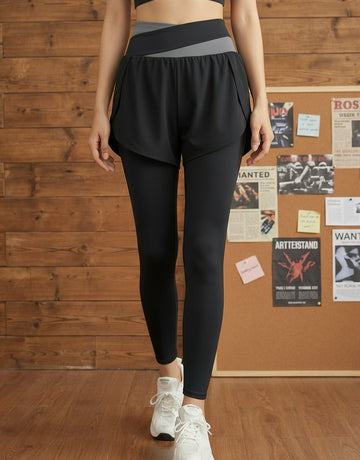 High-Waisted Shorts Overlay Athleisure Leggings