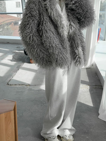 Fluffy White Faux Fur Coat
