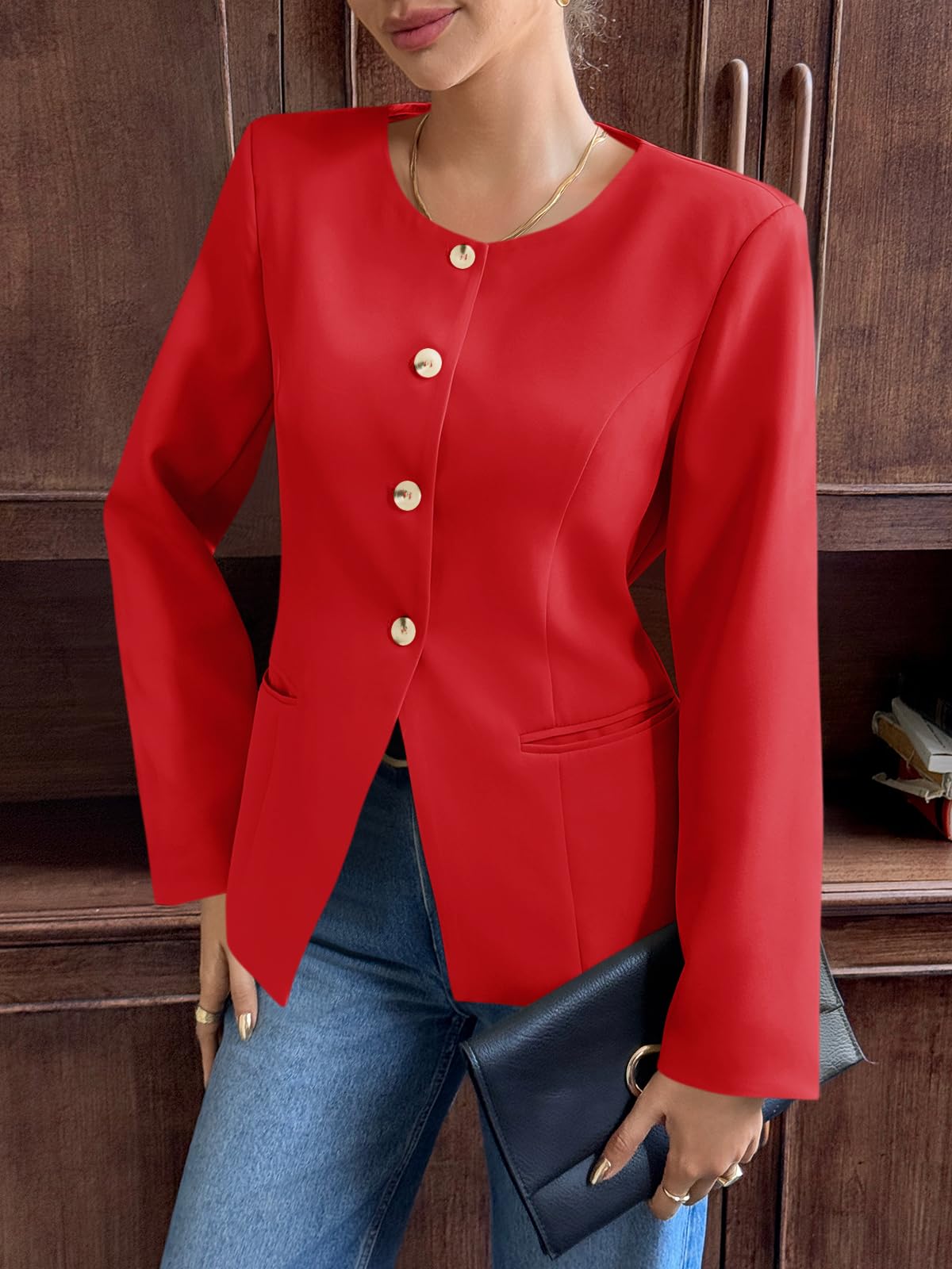Tailored Slim Fit Button Blazer Jacket