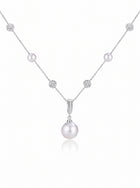 Elegant Dainty Pearl Station Necklace