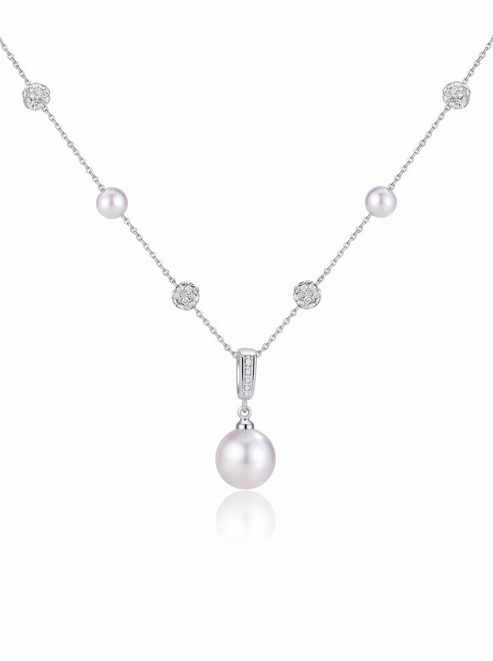 Elegant Dainty Pearl Station Necklace