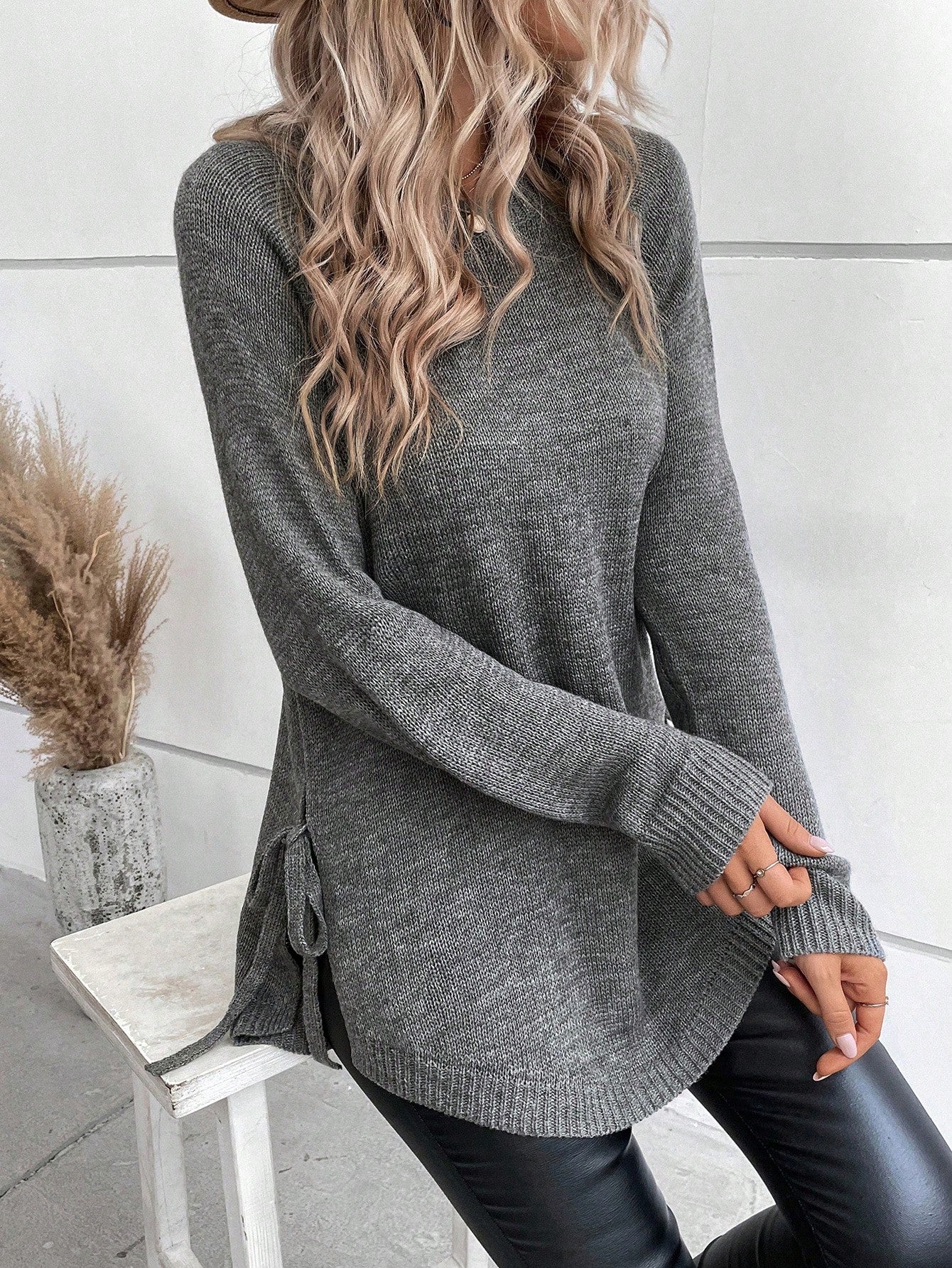 Cozy Side Tie Knit Sweater