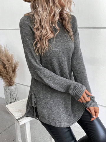Cozy Side Tie Knit Sweater