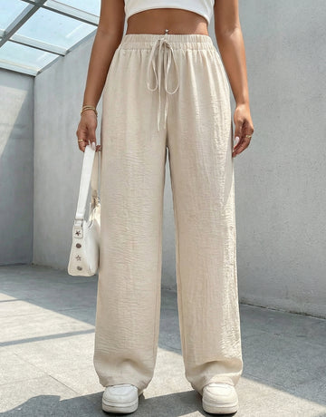 Wide-Leg Drawstring Lounge Pants-Multicolor