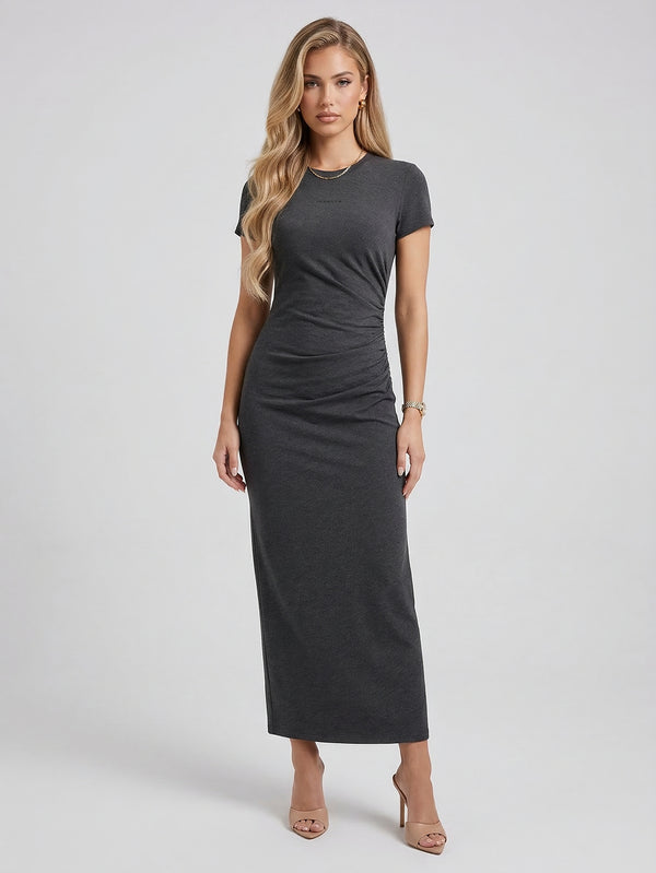 Side Pleated Maxi Dress