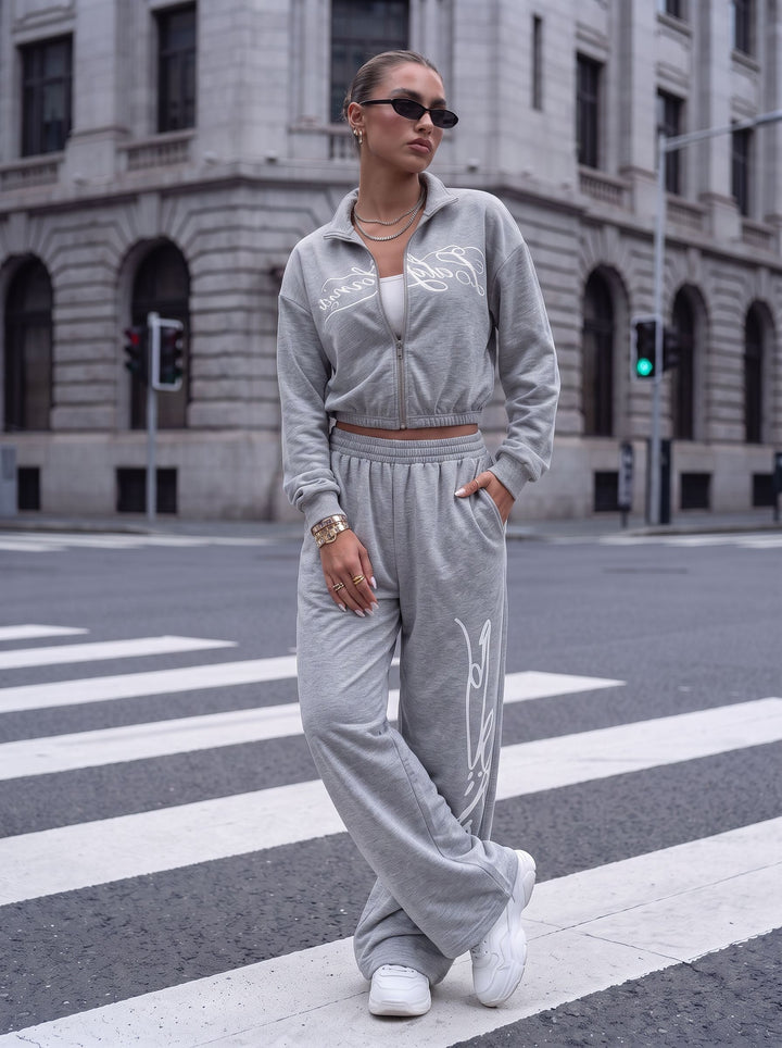 Oversized Graphic Zip Up Pants Set