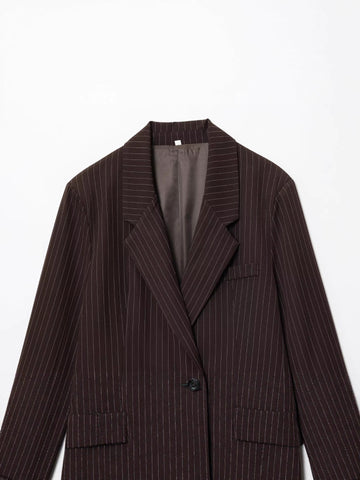Oversized Pinstripe Double Breasted Blazer Jacket