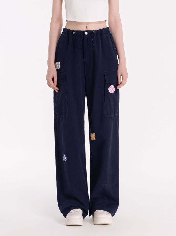Graphic Patch High Waisted Cargo Pants