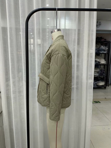Quilted Button Up Bomber Jacket