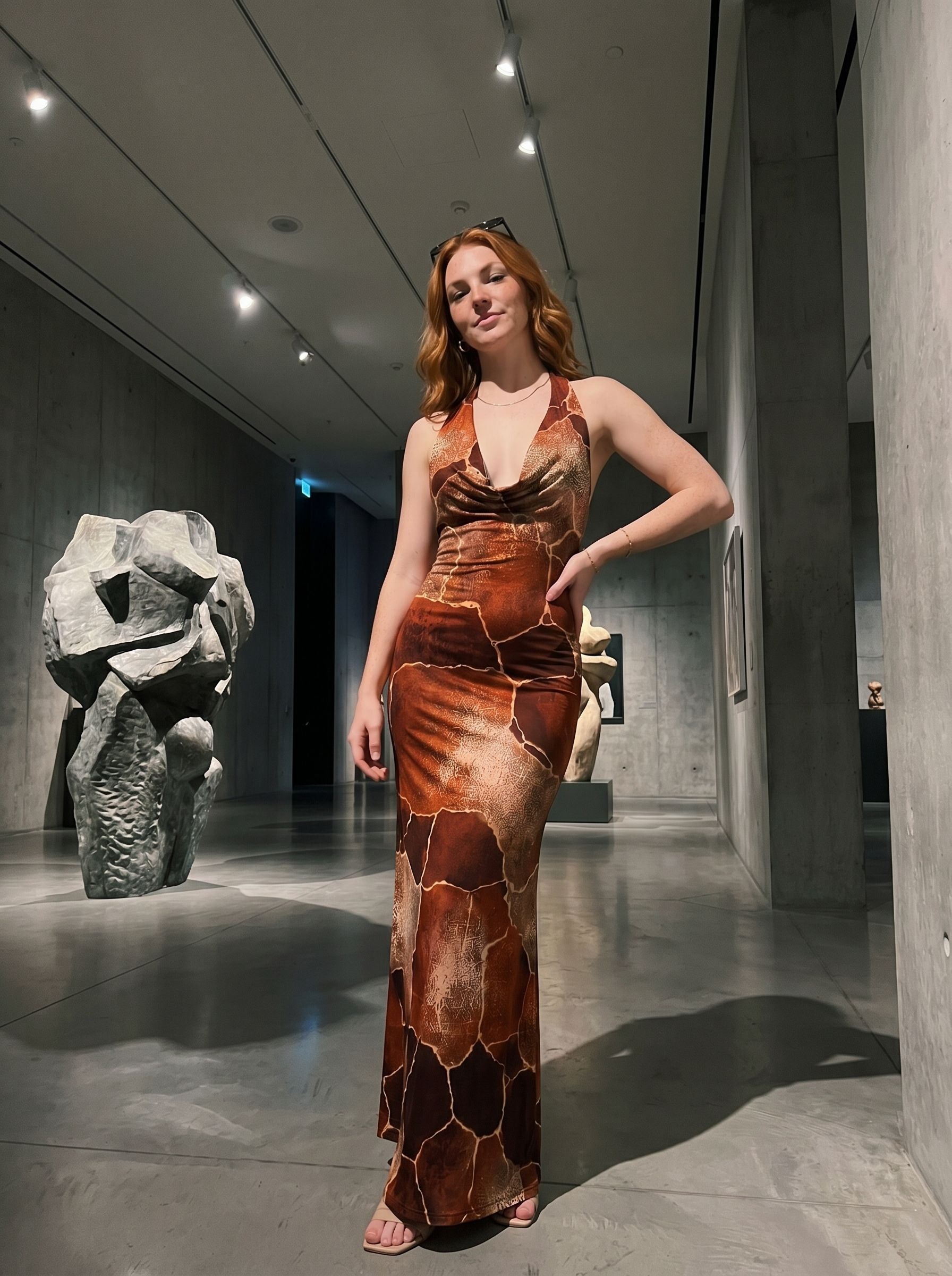Sissi Yuan's Giraffe Print Midi Dress