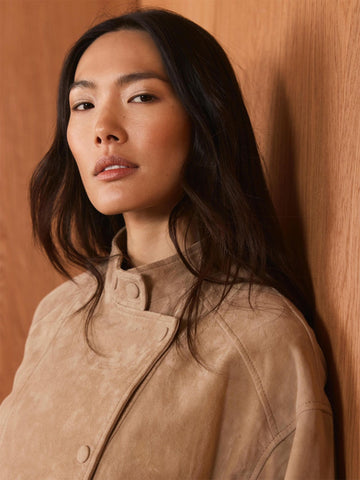 Premium Suede Boxy Snap Jacket