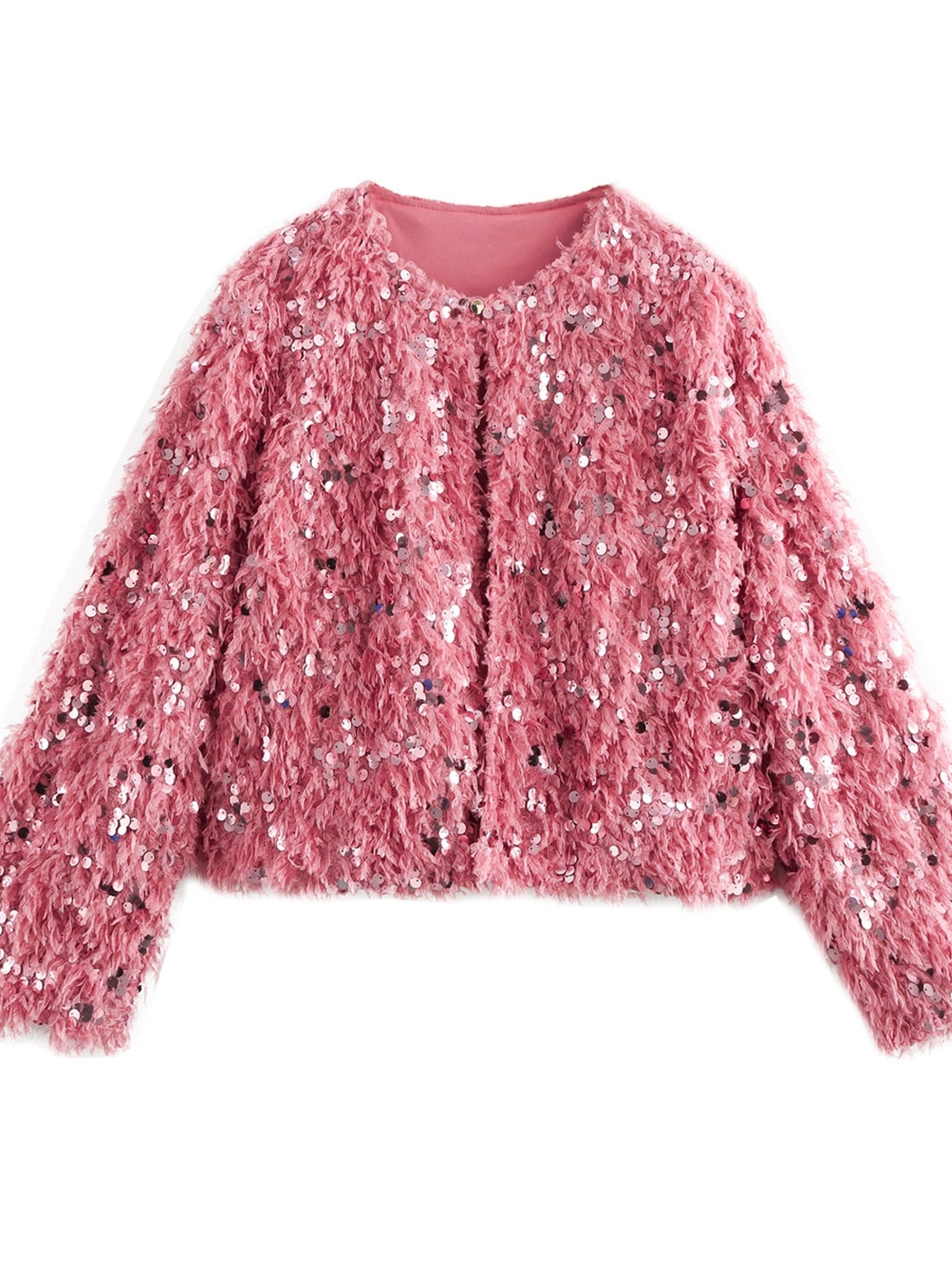 Shimmering Sequin Fringe Crop Jacket