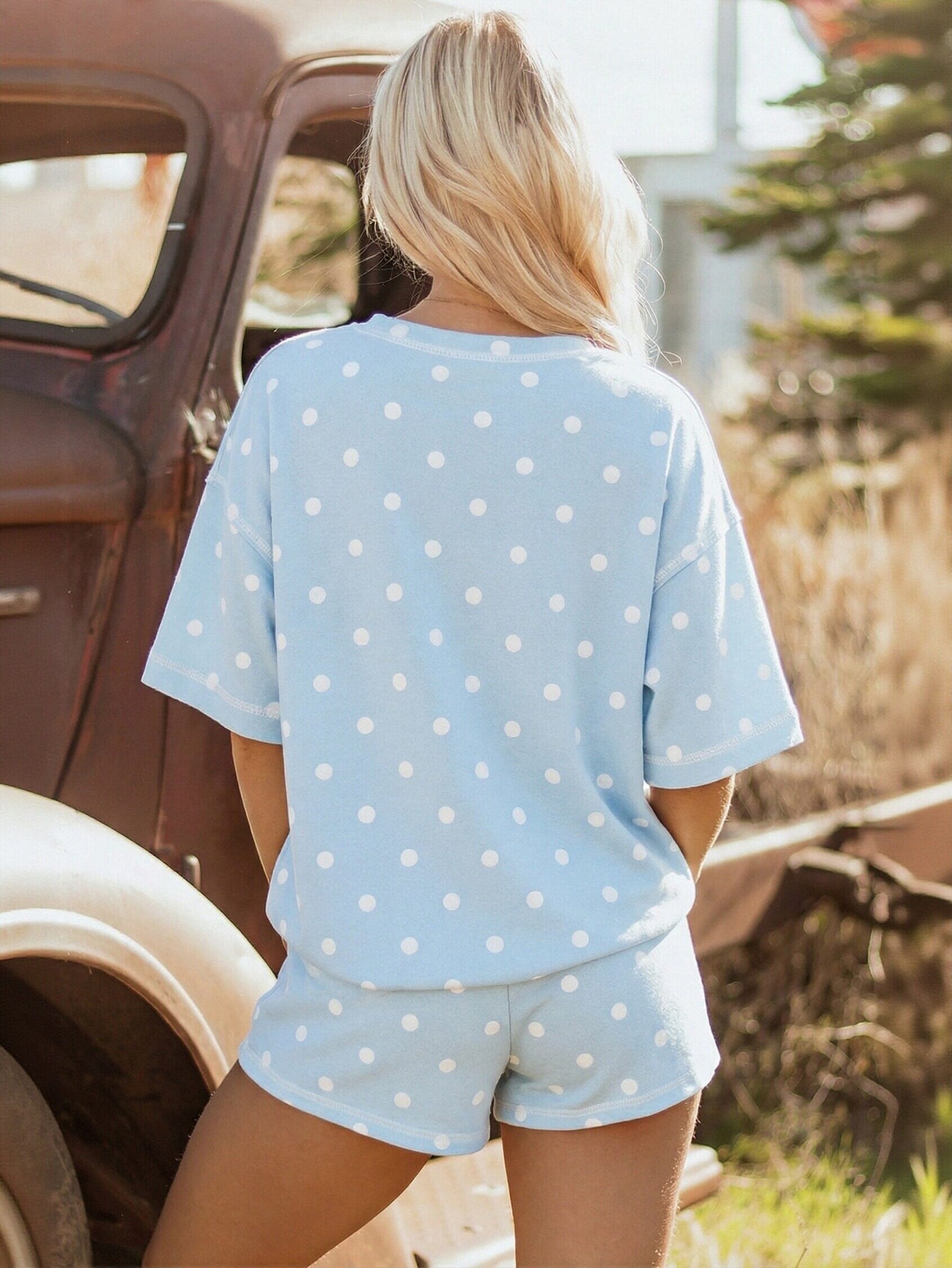 Cozy Polka Dot Lounge Shorts Set