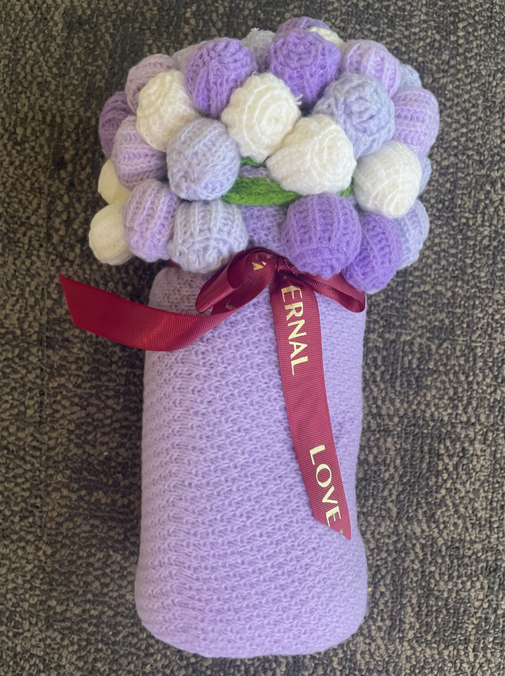 Cozy Floral Knitted Throw Blanket