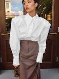 Padded Shoulder Oversized Button Down Shirt