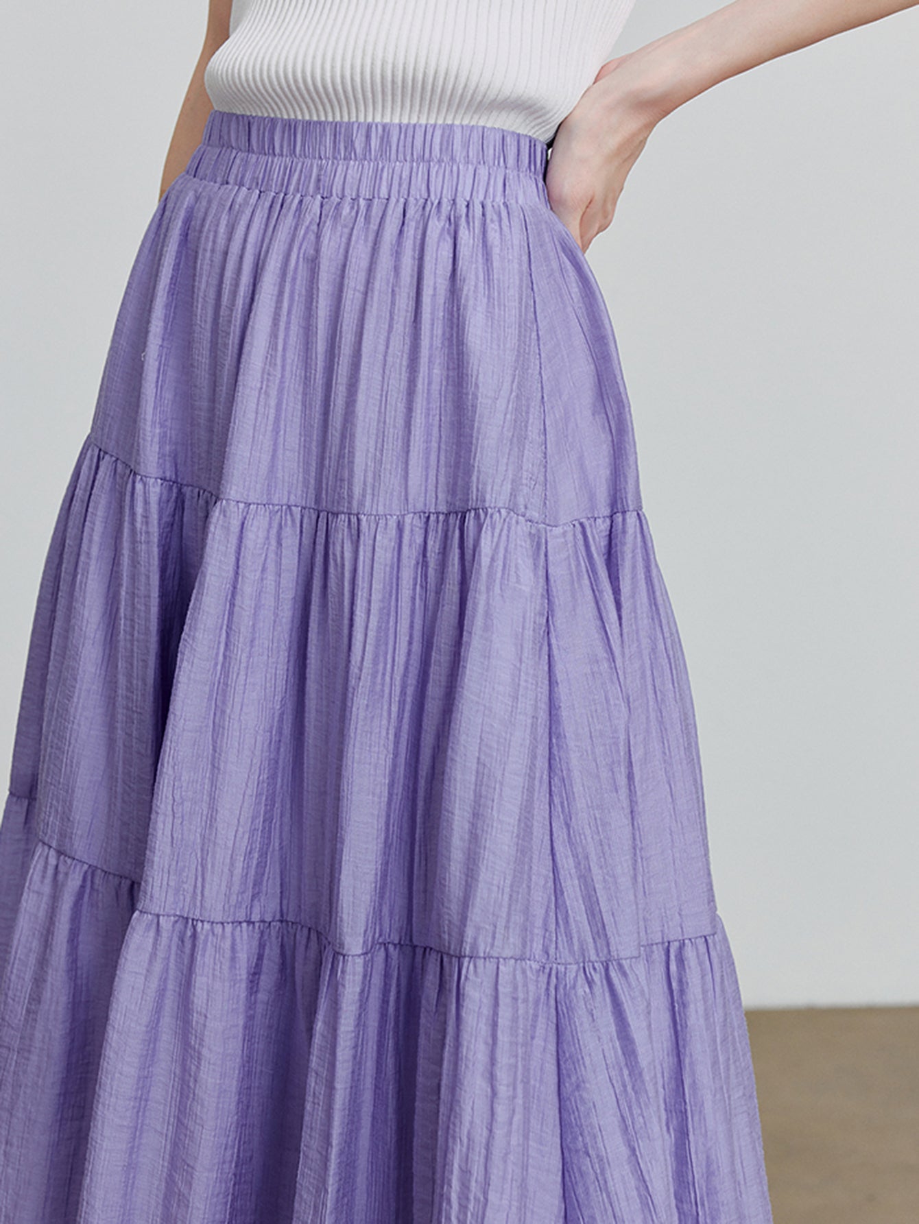 TOYOUTH Tiered Flared Boho Midi Skirt