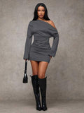 Off Shoulder Ruched Bodycon Mini Dress