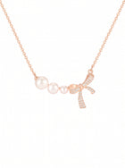Elegant Pearl Bowknot Gold Necklace
