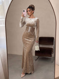 Ruched Velvet Long Sleeve Maxi Dress