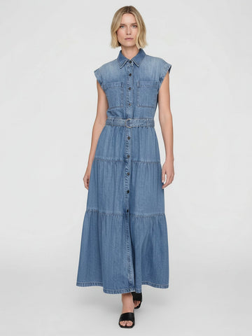 Include Belt Cotton Denim Dress