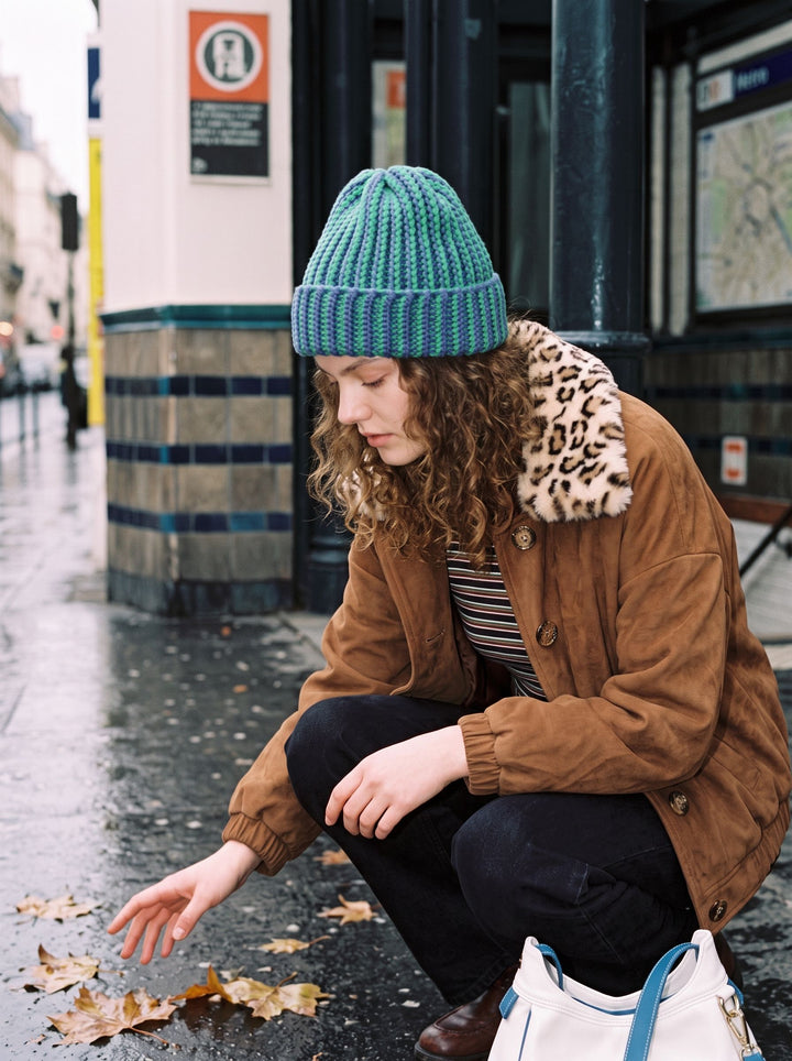 Cozy Chunky Knit Striped Beanie
