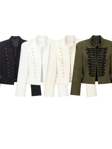 Elegant Military Inspired Cropped Jacket