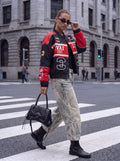 Oversized Graphic Racing Varsity Jacket