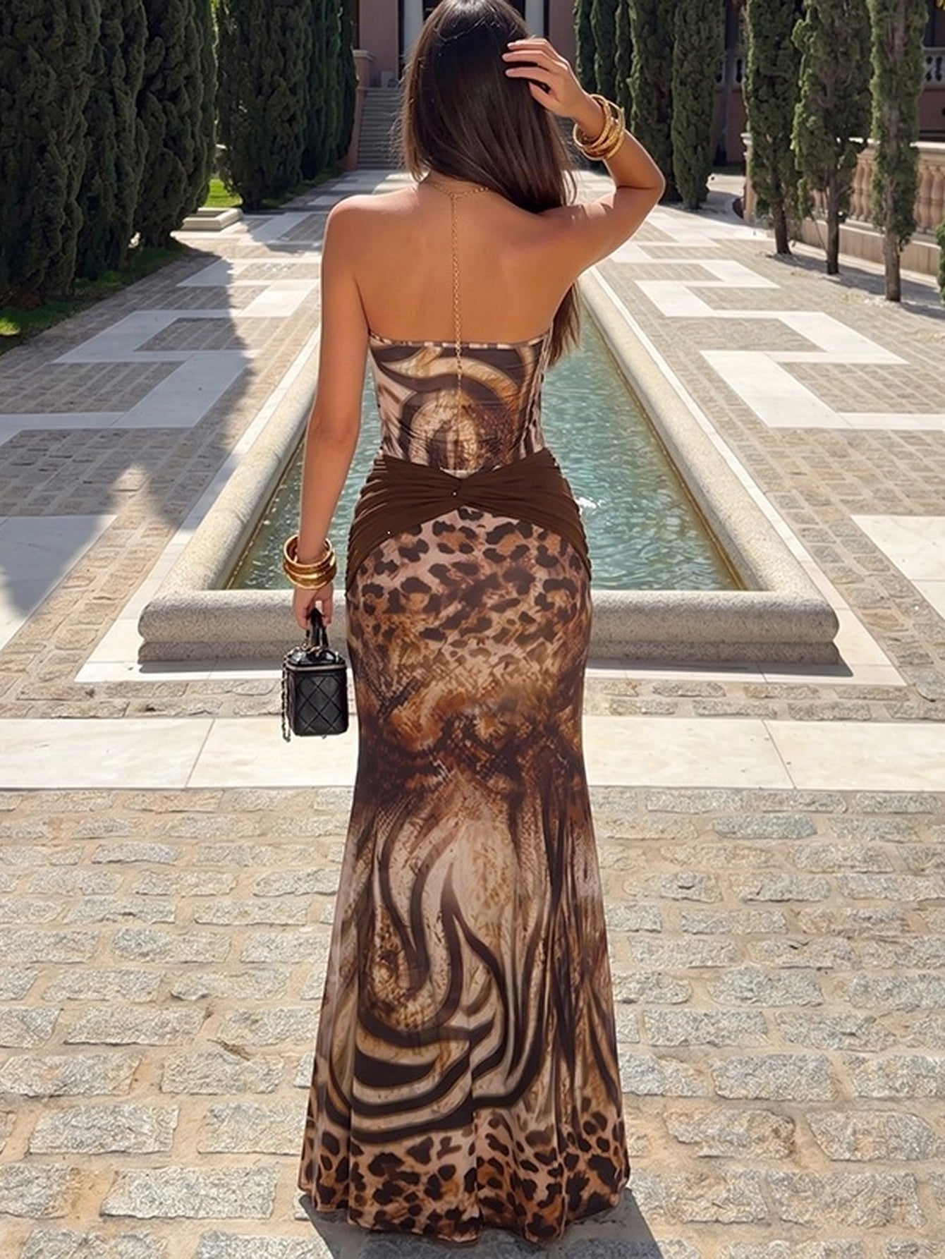 Sexy Leopard Print Maxi Skirt Set