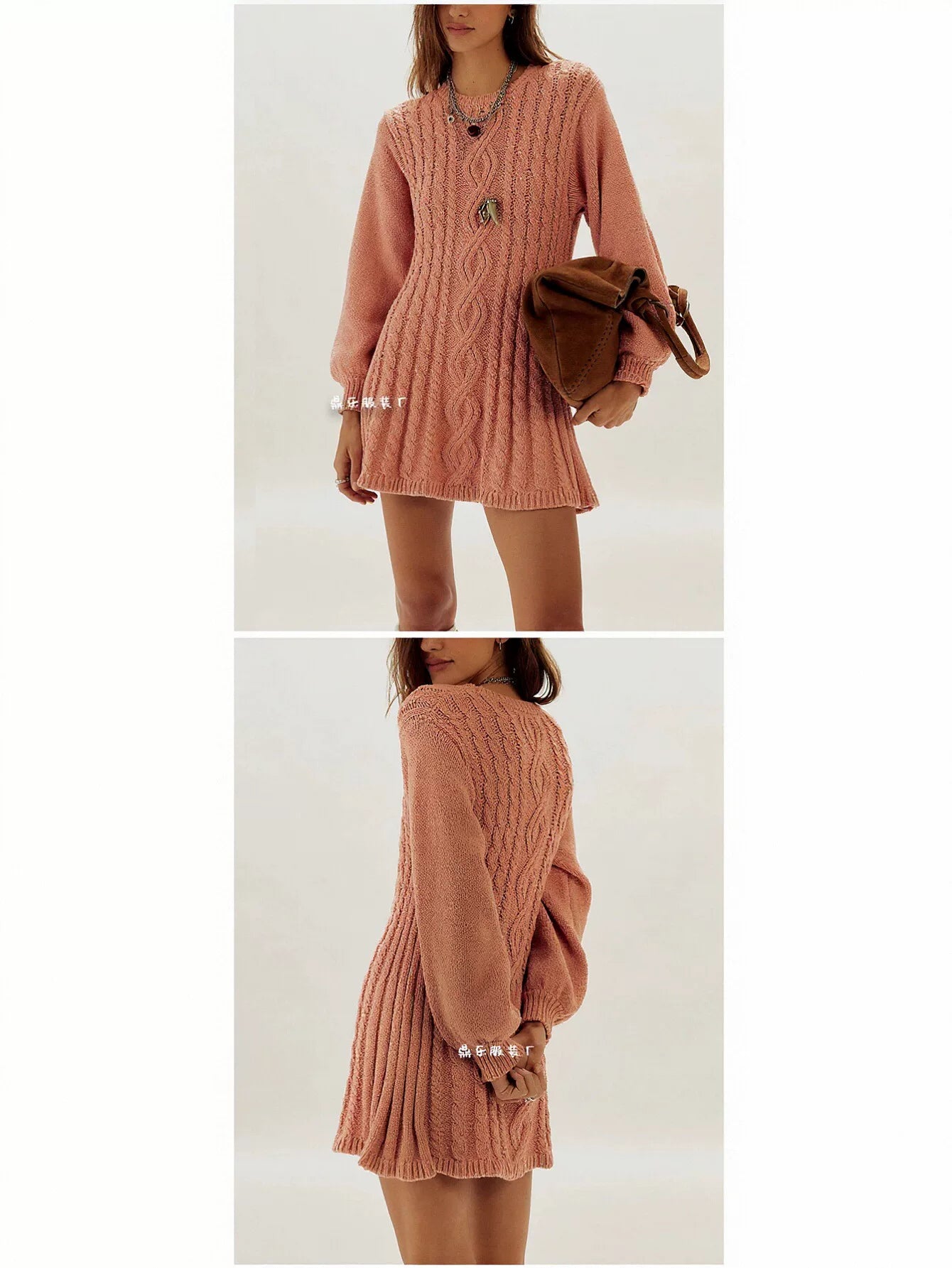 Cozy Cable Knit Mini Sweater Dress