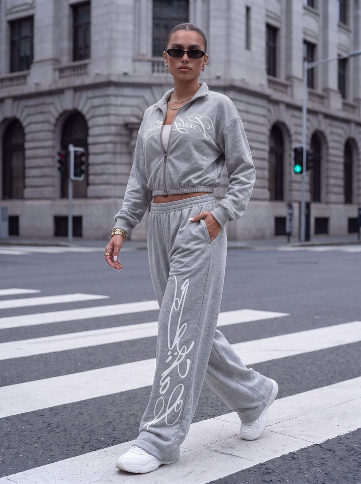 Oversized Graphic Zip Up Pants Set
