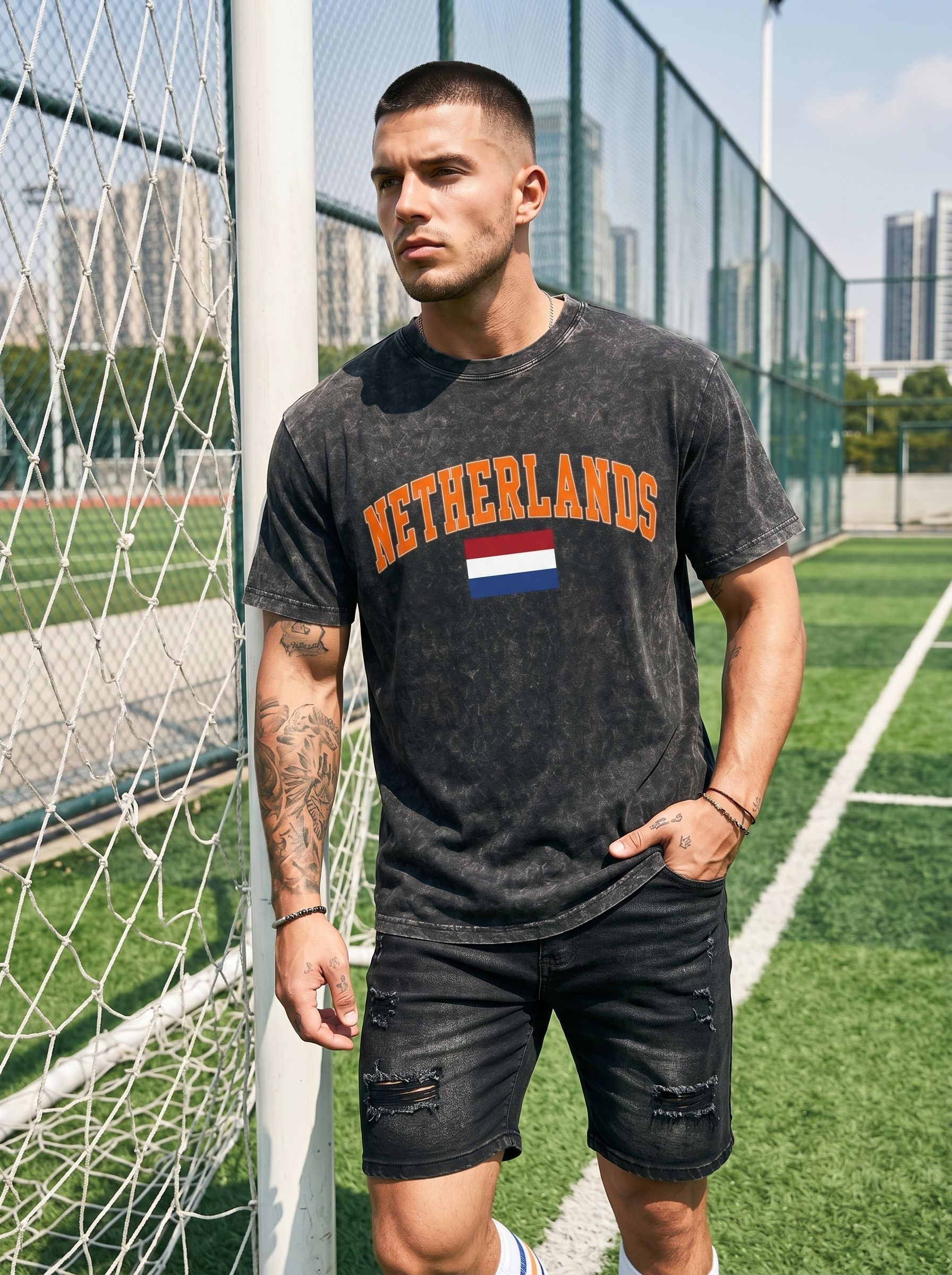 World Cup 2026 Vintage Washed Netherlands Graphic  T-Shirt