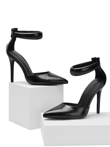 Padded Ankle Strap Pointed Heels