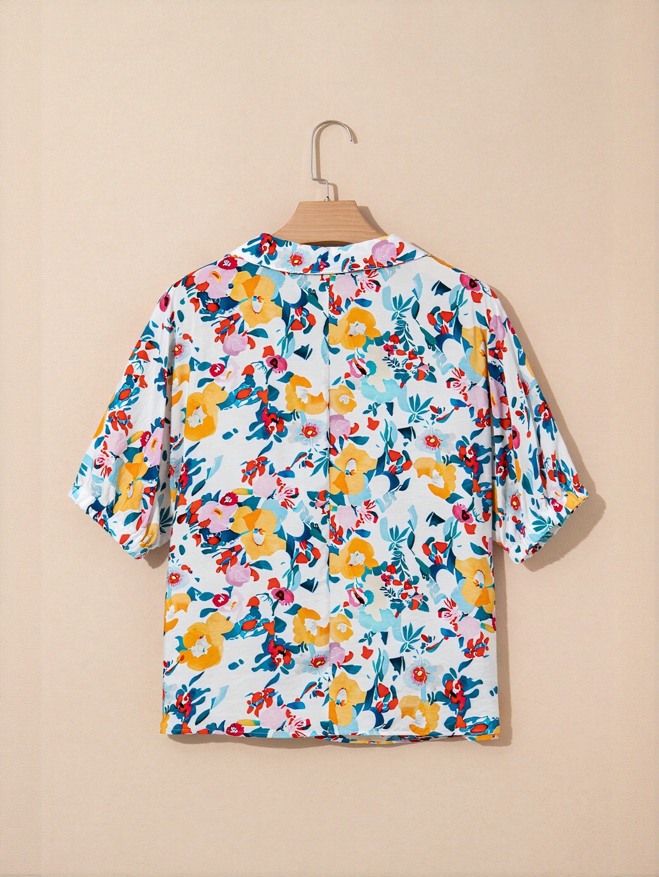 Floral Print Split Neck Chiffon Blouse