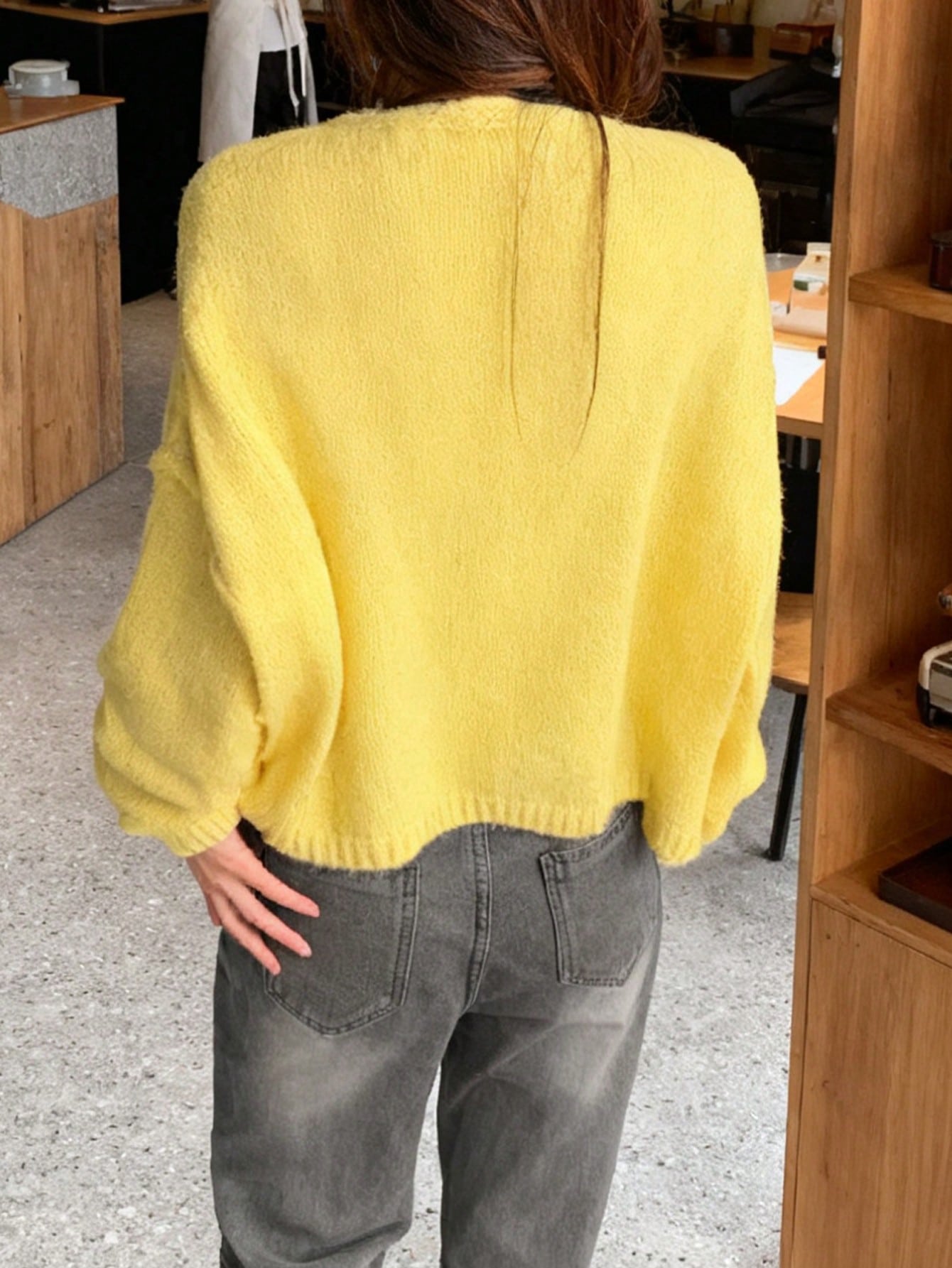 Oversized Chunky Knit Yellow Cardigan