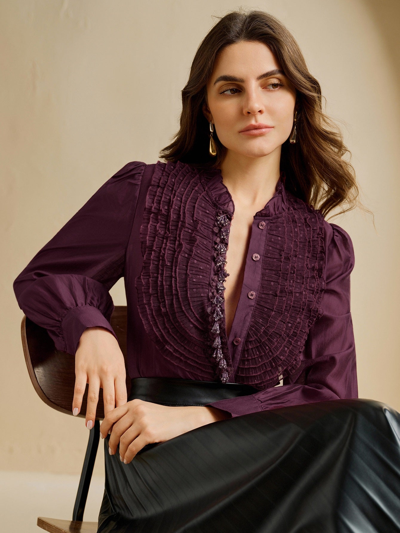 Victorian Ruffled Button Up Blouse