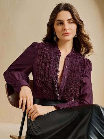 Victorian Ruffled Button Up Blouse