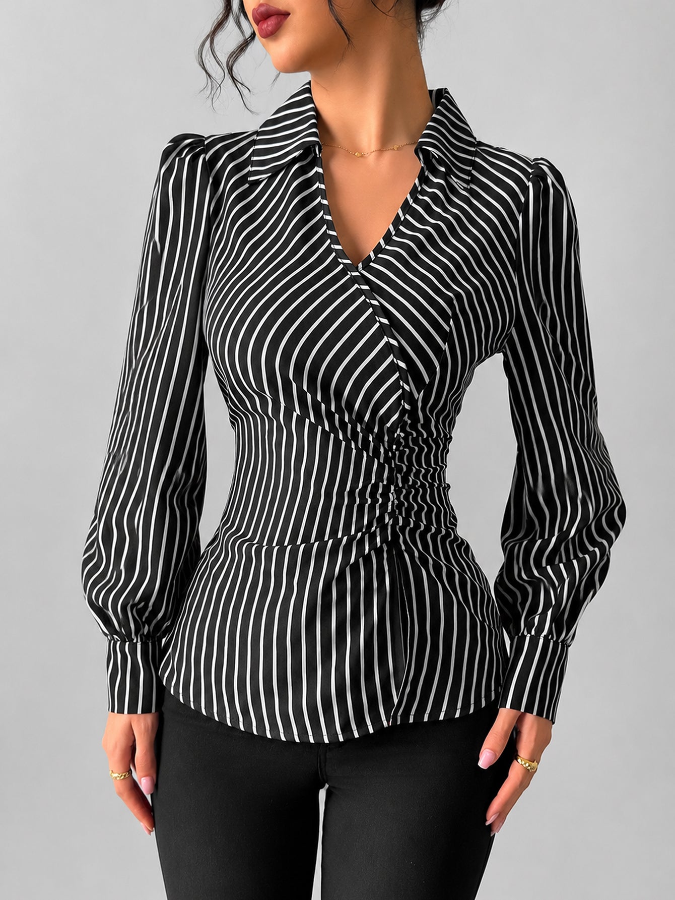 Slim Fit Striped Button Down Shirt